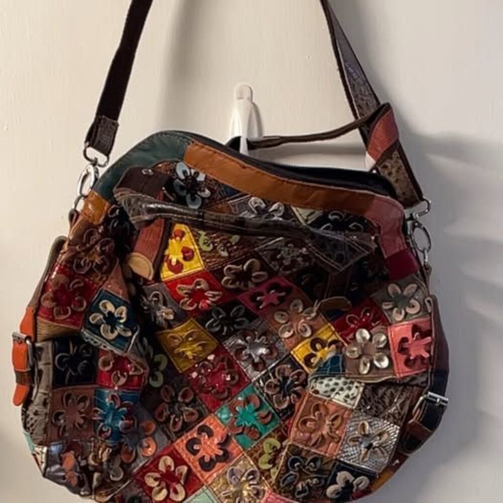 Boho Colorful 3D Floral Patchwork Handbag